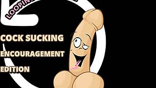 Encouraging deep cock sucking session.