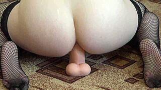 i'm anal masturbating with a big rubber dick in stockings, fucking my juicy butt so hard and horny