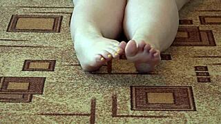 Fat Girl In Pantyhose Licking Legs And Masturbating