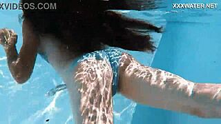 Hot chick Lana swims nude in pool horny juicy teen for you