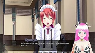 I played the otoko orgy at maid boy manor in Spanish