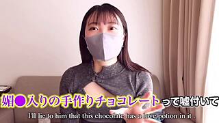 Emotional chocolate slick sex in bathroom