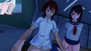 boy encounters futanari woman in hentai pov