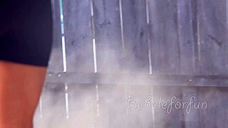 Cute latina cleans hose and gets aroused for cash