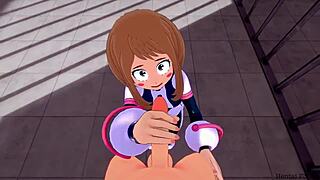 Uraraka's Rooftop Orgasm in My Hero Academia Hentai!