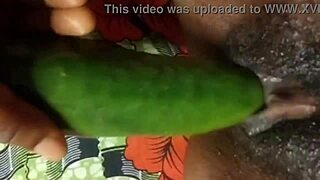 Cyndy Blackslave Fucks Cucumber and Squirts in Homemade Close-Up