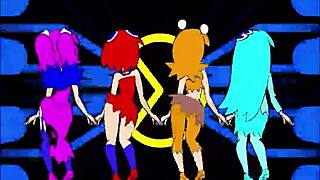PACMAN GHOST GIRLS DANCE IN THREE PHASES AT 1080P.