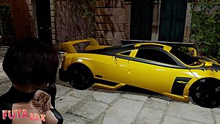 Big tittied brunette futa spies on blonde before fucking her pussy