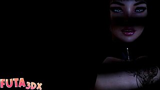 Big tittied brunette futa spies on blonde before fucking her pussy