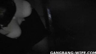 damn, slutwife takes on gangbang at adult theater gloryhole with raw anal banging!