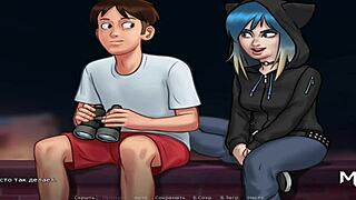 Hey, caught peeping naked folks through binoculars in SummertimeSaga E1 78