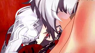 arlecchino's intense footwork and blowjob in genshin impact pov