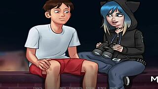 Hey, caught peeping naked folks through binoculars in SummertimeSaga E1 78