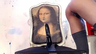 The redhead says, 'I'm fucking this dildo cowgirl style for creamy cum.'