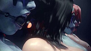 Bound in bondage, fingering leads to squirting in mass effect