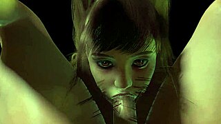 goth girl in sexy outfit performs 69 with close-up on tits