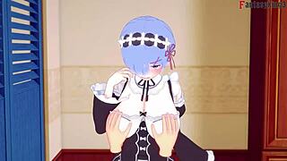 Rem Maid Sucks and Fucks Big Boobs in POV!