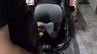 hey, check out this ass tease with soles leading to a cumshot on the girlfriend's panties