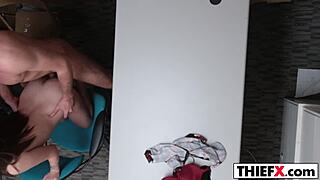 pervert officer likes to fuck her at work 😈