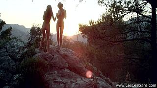 brunette milf licks and fingers outdoor