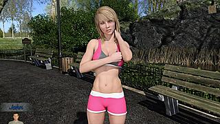 Katia's big boobs make John stare during training!