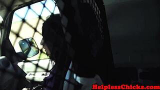 Submissive teen gets roughly pounded in dom's van