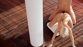 Thin Beautiful Blonde Fucked On Pole With Anal And Blowjob