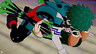 want to see tsuyu asui and mt lady get creampied by izuku midoriya in intense hentai sex?