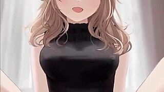 anime girl riding dick in black dress and cumming 😘