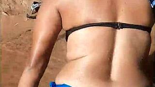 a teen gets double penetrated in the river outdoors