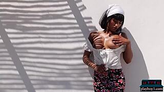 i can’t even, this curvy indian milf angel constance strips naked outdoors for playboy