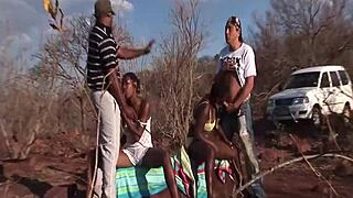 Wild African safari turns into a crazy sex orgy with huge cocks