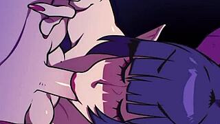 vampira passionately sucks cum in this hentai scene