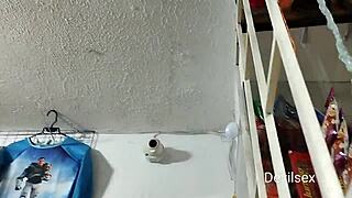 Mature woman caught masturbating behind the bars in prison