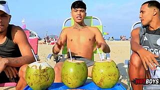 we're fucking our friend in a wild 3some with big cocks 😈