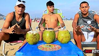 we're fucking our friend in a wild 3some with big cocks 😈