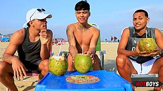 we're fucking our friend in a wild 3some with big cocks 😈