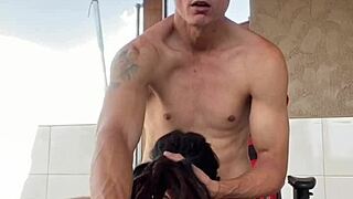 Tattooed Teen Bent Over For Doggystyle Blowjob On Porch