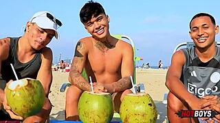 we're fucking our friend in a wild 3some with big cocks 😈