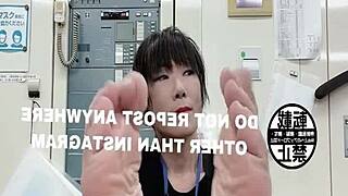 Asian feet in the office setting.