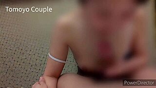 japanese wife cosplays in wet school swimsuit for young man