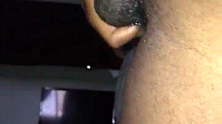 Passionately sucking his big black monster cock