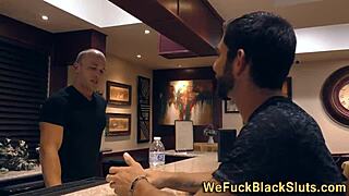 Ebony babe Jezabel Vessir takes big cocks in public gangbang.