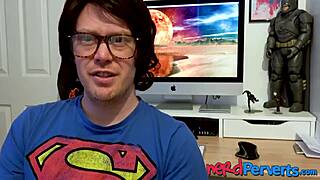 Two lucky nerds blown by insatiable UK slut in stockings! 😍