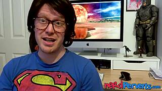 Two lucky nerds blown by insatiable UK slut in stockings! 😍