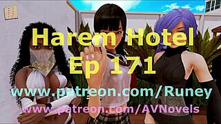 In the harem hotel game, episode 171 unfolds with various adventures.