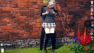 Bright AI Girl in 3D Hentai - Blonde JK Erotic Play