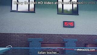 Poolside animation of curvy milfs with big tits and monster cocks