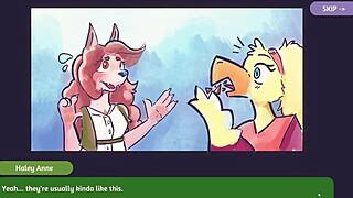 Two chicks strip in furry poker game