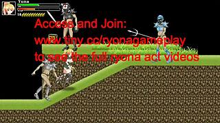 Cute blonde girl seduces soldiers in hentai battle